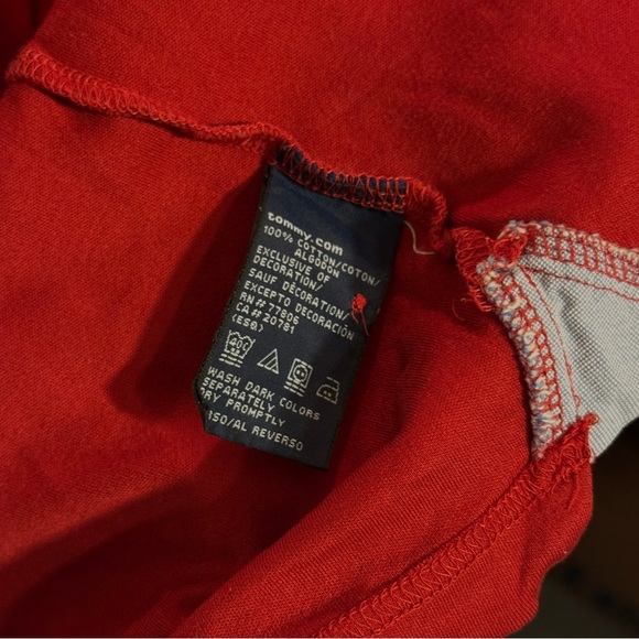 Y2K Vintage Tommy Hilfiger Men's Polo Bright Red 100% Cotton Embroidered Crest - Picture 10 of 13
